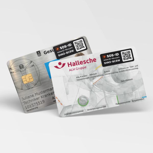 SOS-ID Klebelabel (z.B. Krankenkassenkarte, Handy etc.) inkl. digitalem Notfallpass