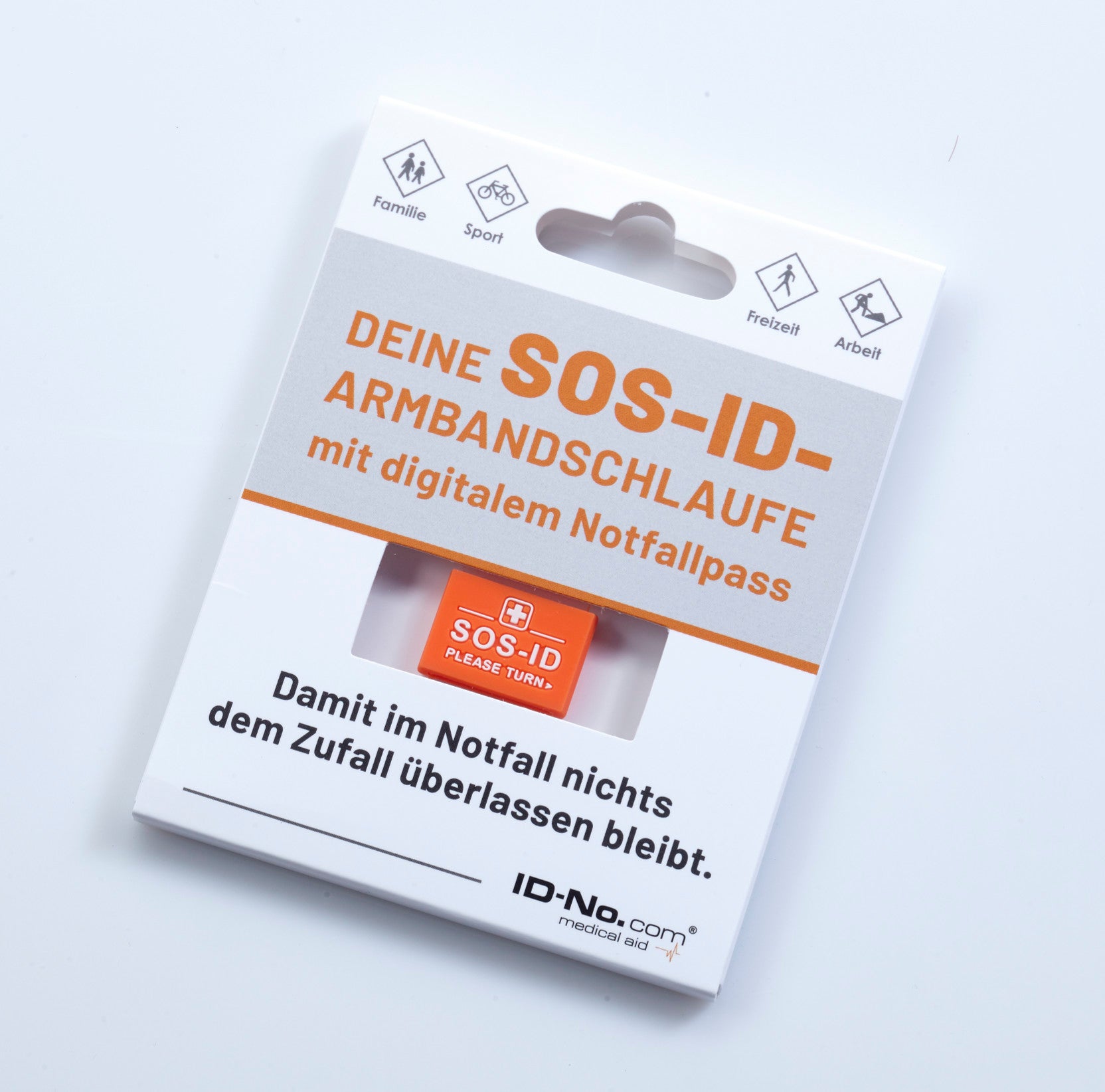 SOS-ID Armbandschlaufe inkl. digitalem Notfallpass. Innovativ und angenehm zu tragen.