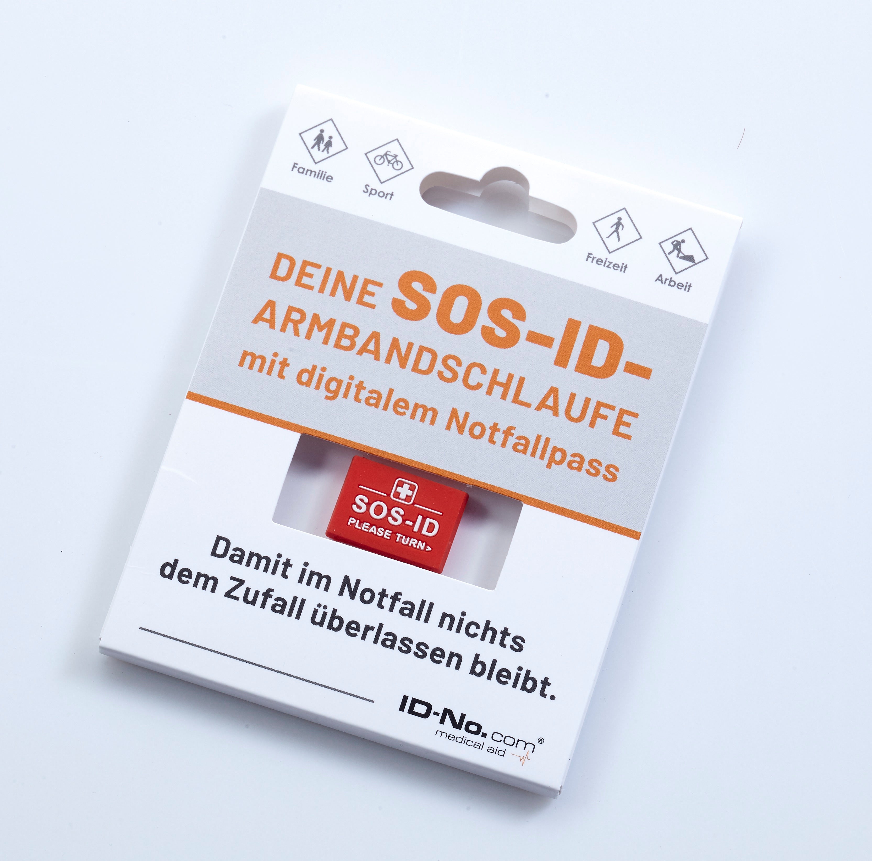 SOS-ID Armbandschlaufe inkl. digitalem Notfallpass. Innovativ und angenehm zu tragen.