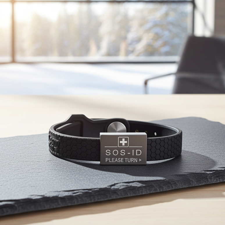 SOS-ID Armband SPORTS Metall inkl. digitalem Notfallpass - noch robuster.