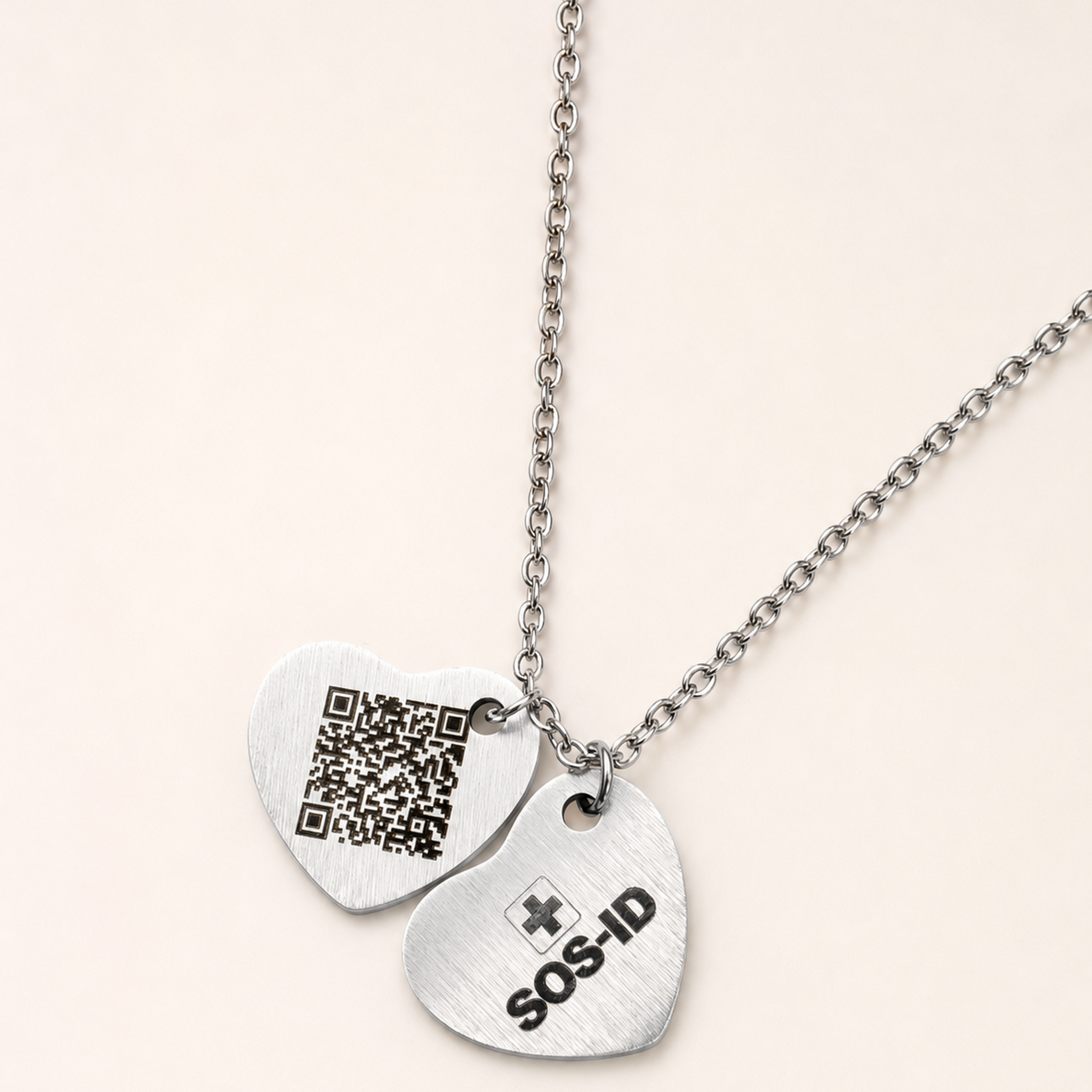 SOS-ID Kette TWIN HEARTS inkl. digitalem Notfallpass
