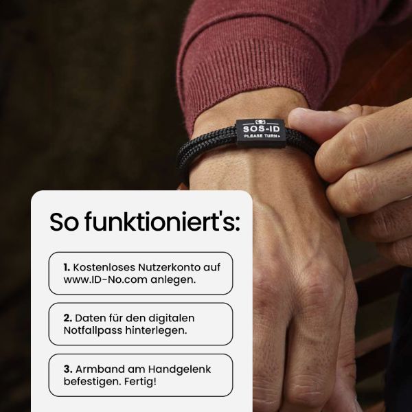 SOS-ID Armband EXCLUSIVE. Stylish, hochwertig und Innovativ.