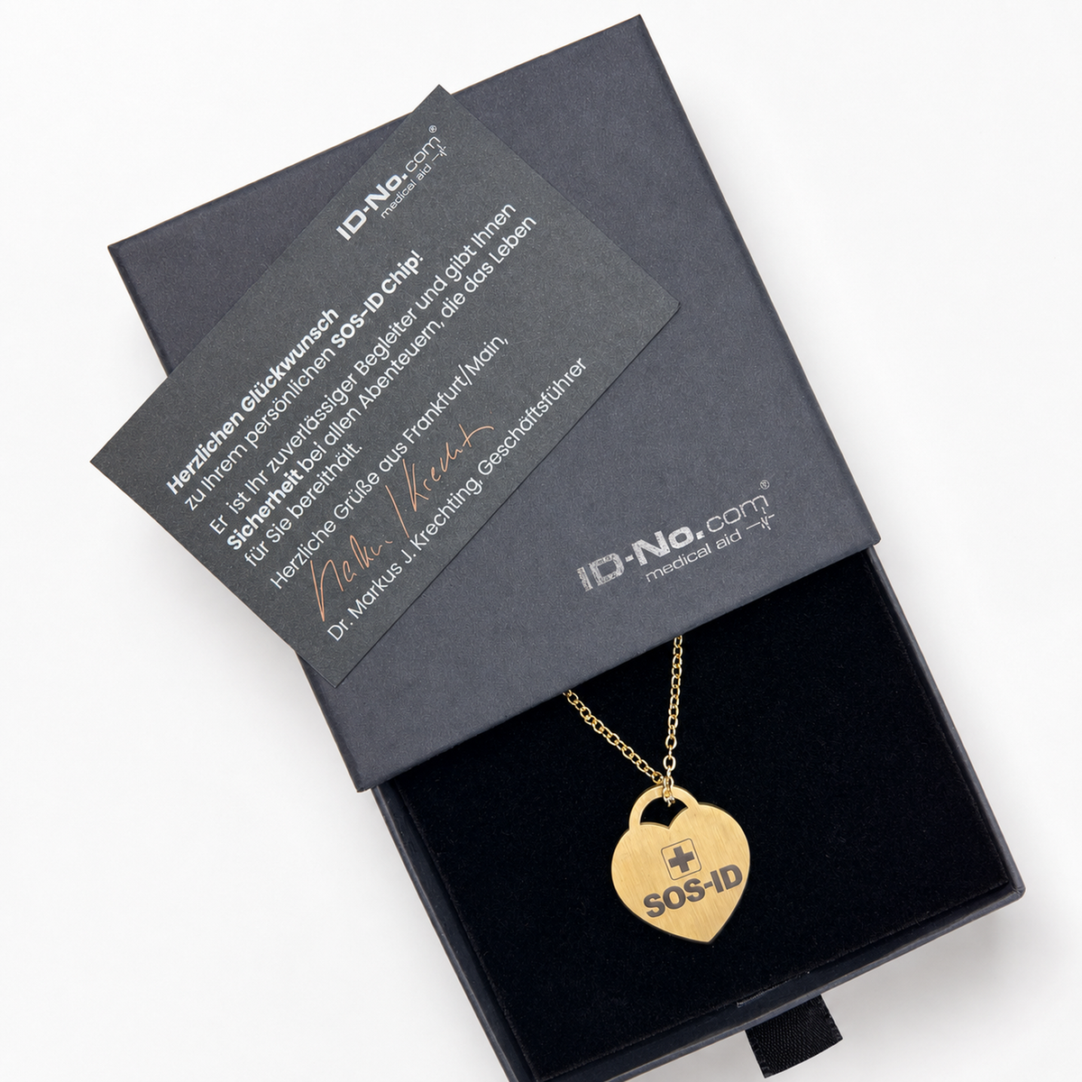 SOS-ID Kette HEART inkl. digitalem Notfallpass