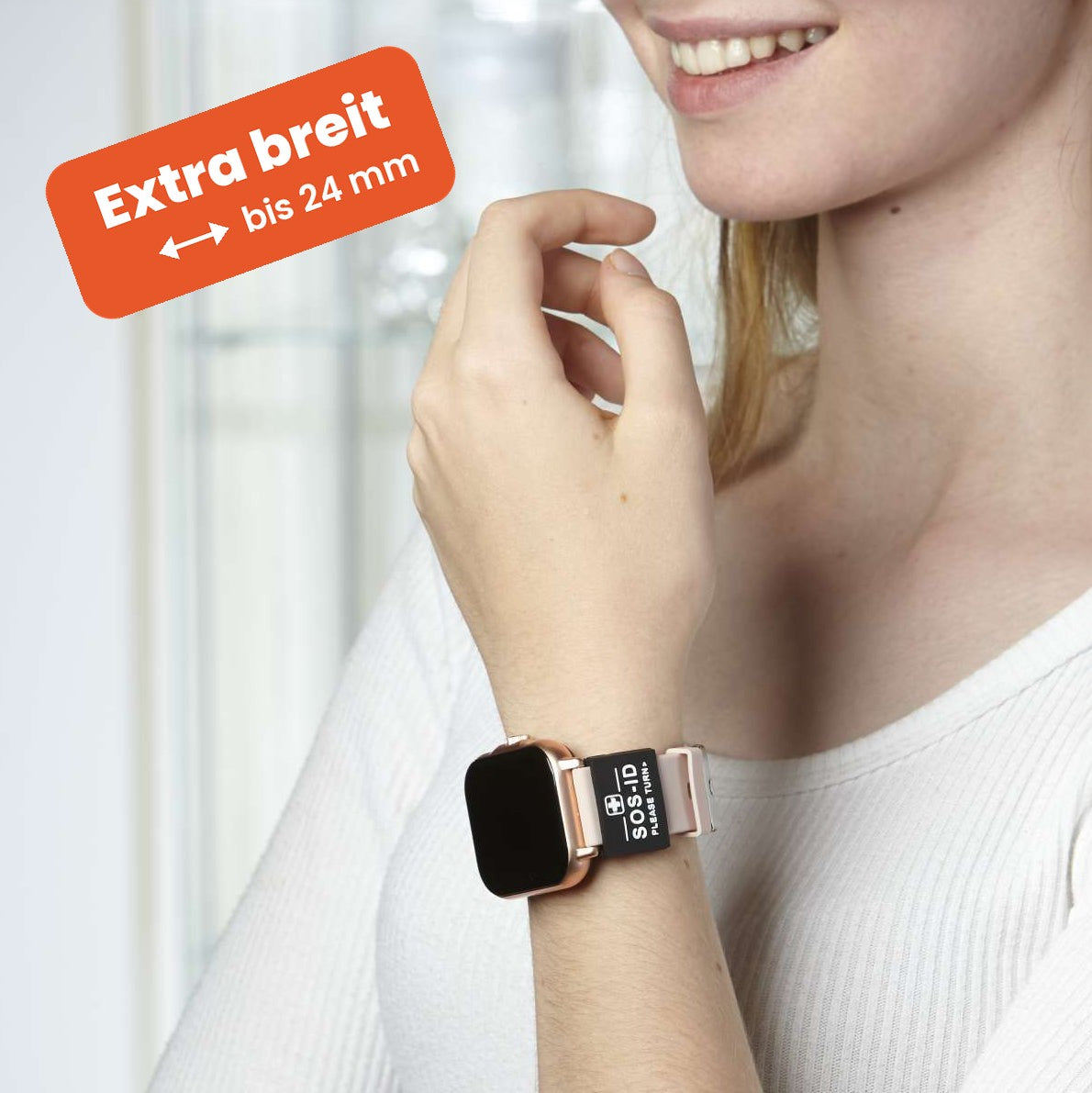 SOS-ID Armbandschlaufe BLACK EDITION extra breit bis 24 mm
