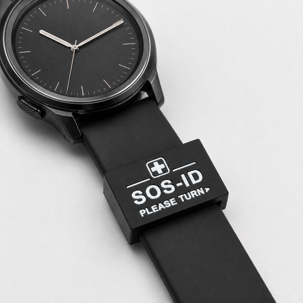 SOS-ID Armbandschlaufe BLACK EDITION inkl. digitalem Notfallpass