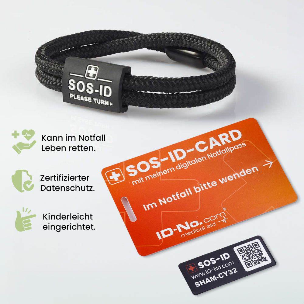 BESTSELLER SET: ARMBAND + LABEL + NOTFALLKARTE +  digitaler Notfallpass