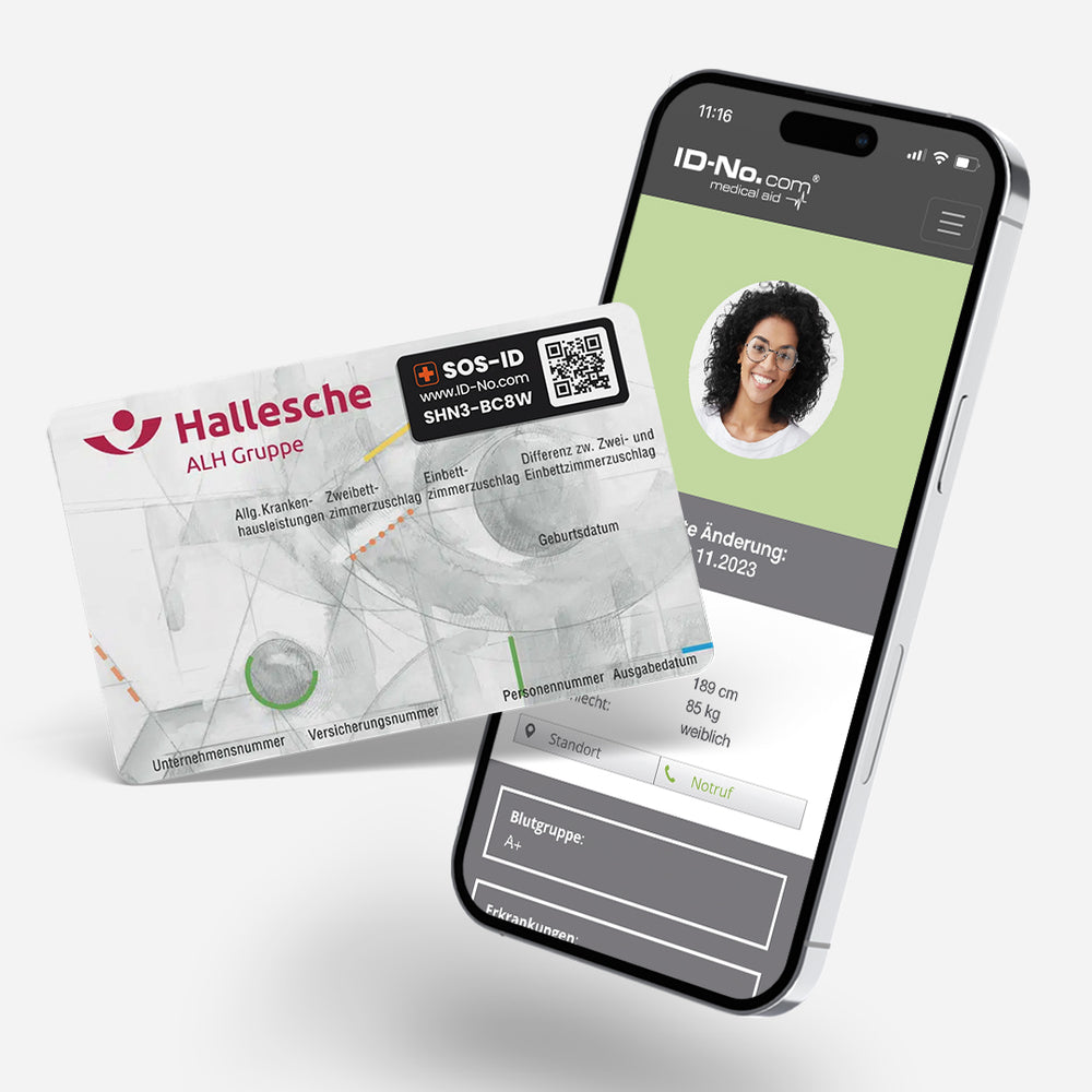 SOS-ID Klebelabel (z.B. Krankenkassenkarte, Handy etc.) inkl. digitalem Notfallpass
