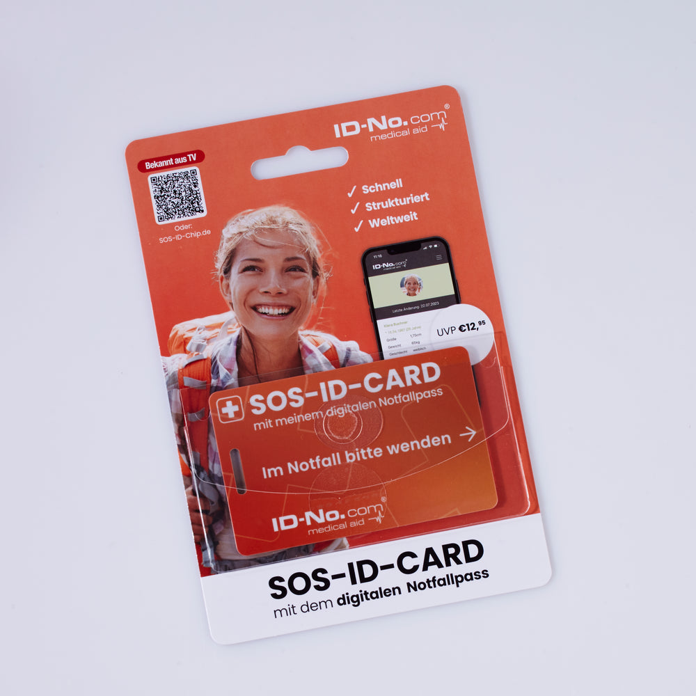 SOS-ID Notfallkarte mit digitalem Notfallpass.